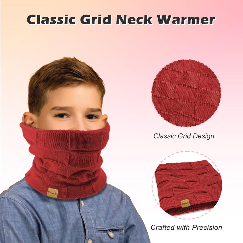 Vogium Kids Double-layer Knit Neck Warmer Gaiter | Thermal Fleece Face Cover for 6-14 Year Olds Boys Girls | Ski, Play - Image 3